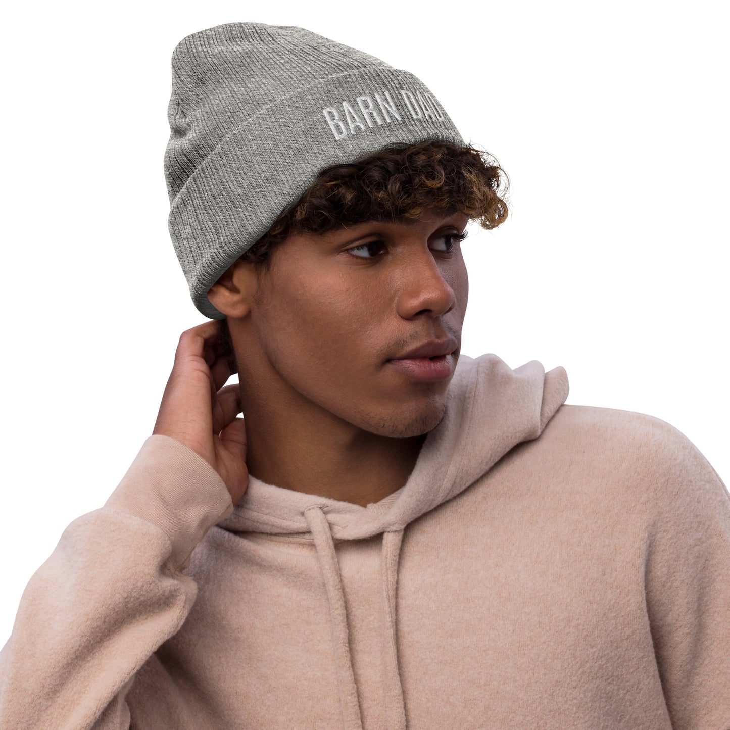 Beanie "BARN DAD" Embroidered in Classic White on Basic Black, French Navy or Light Grey