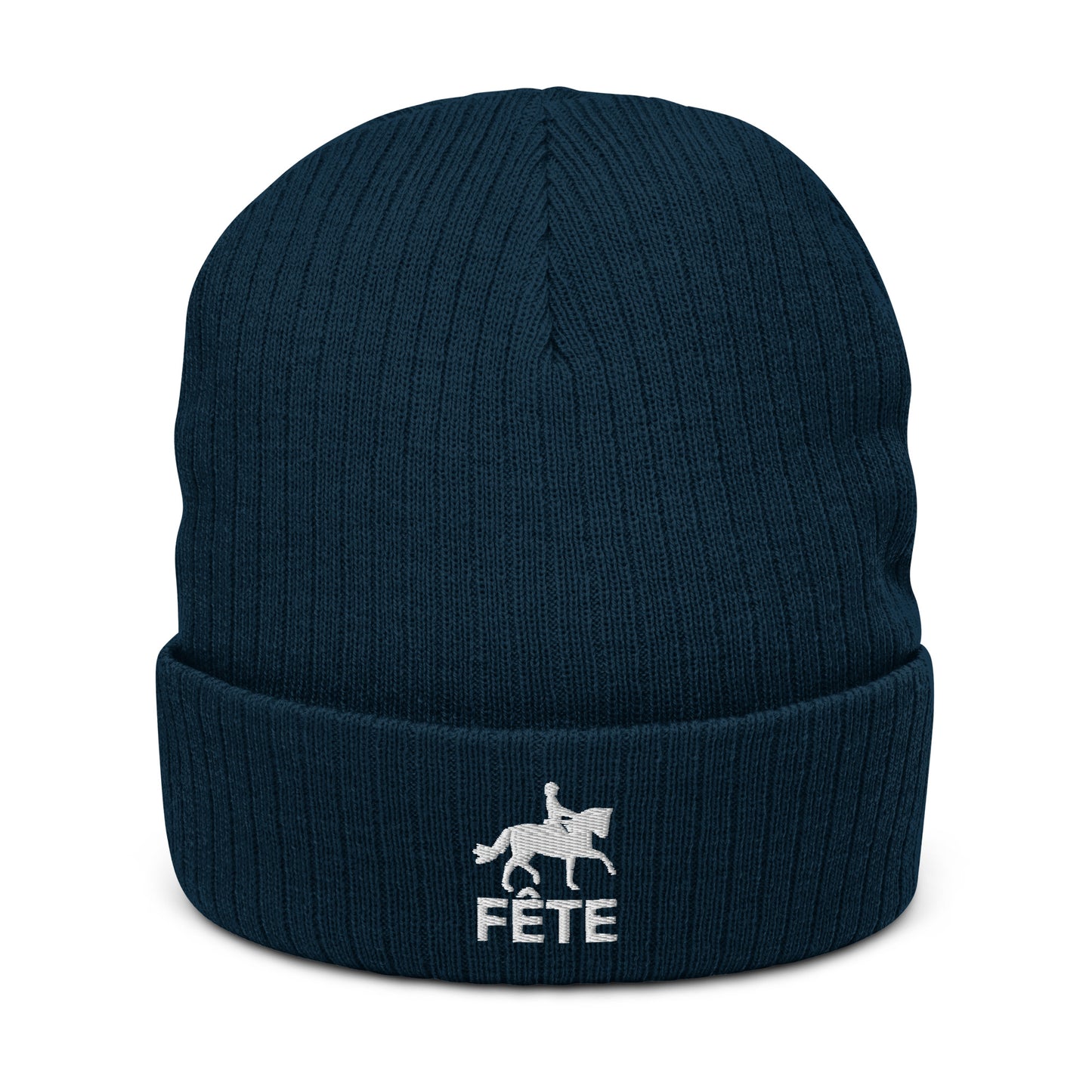 Beanie "FÊTE" Equestrian Embroidered in Classic White on Basic Black, French Navy or Light Grey