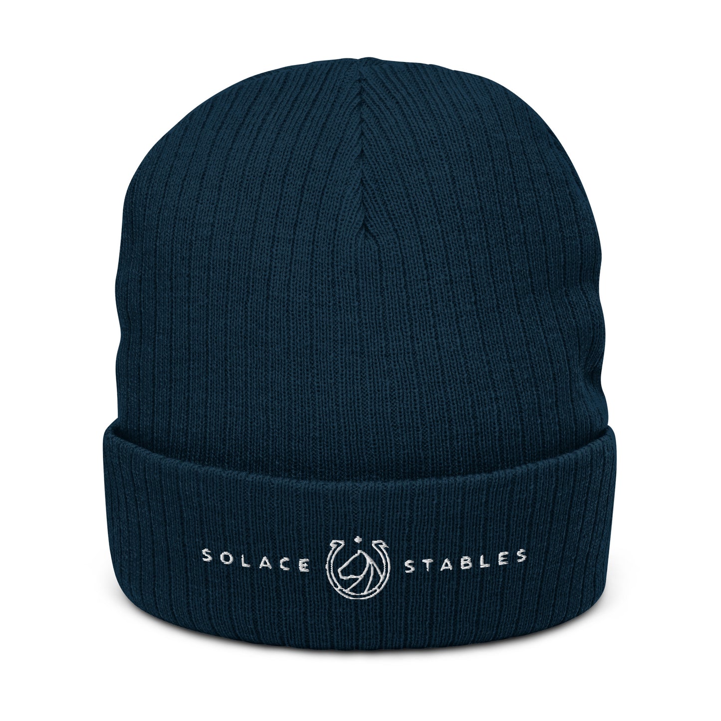 Beanie "SOLACE STABLES" Embroidered in Classic White on Basic Black, French Navy or Light Grey