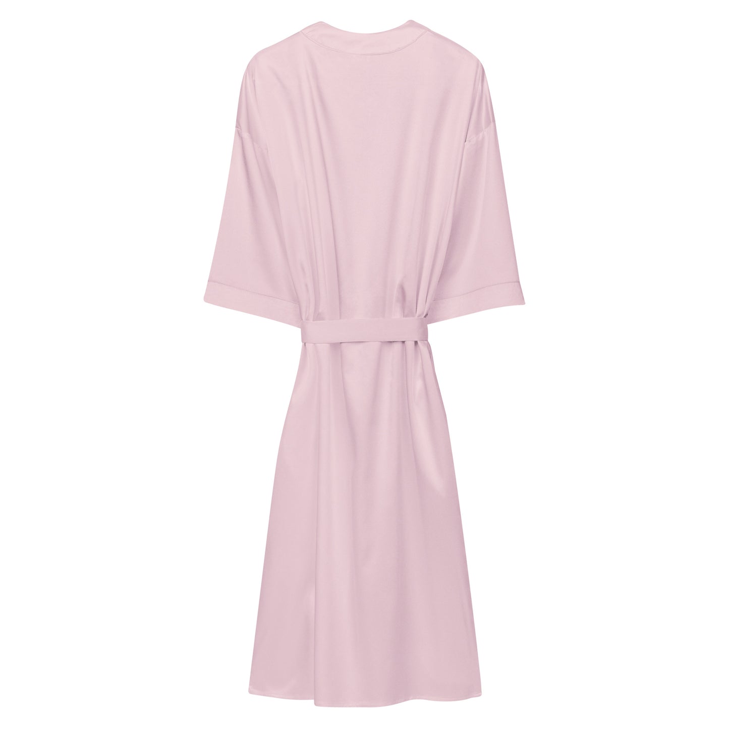 Satin Robe "WAKE ME FOR CHAMPAGNE" Embroidered in Classic White on Light Pink