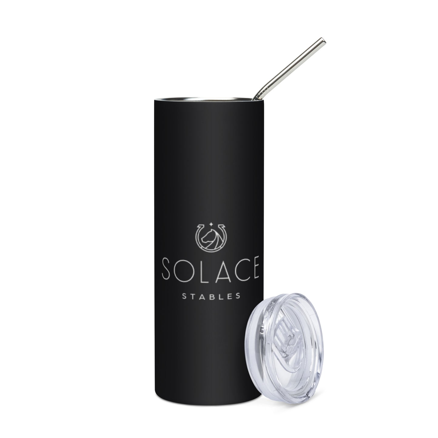 Tall Tumbler "SOLACE STABLES" in Classic White on Basic Black