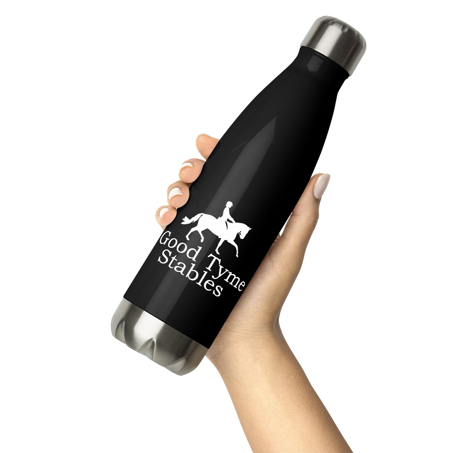 Water Bottle "GOOD TYME STABLES" in Classic White on Basic Black