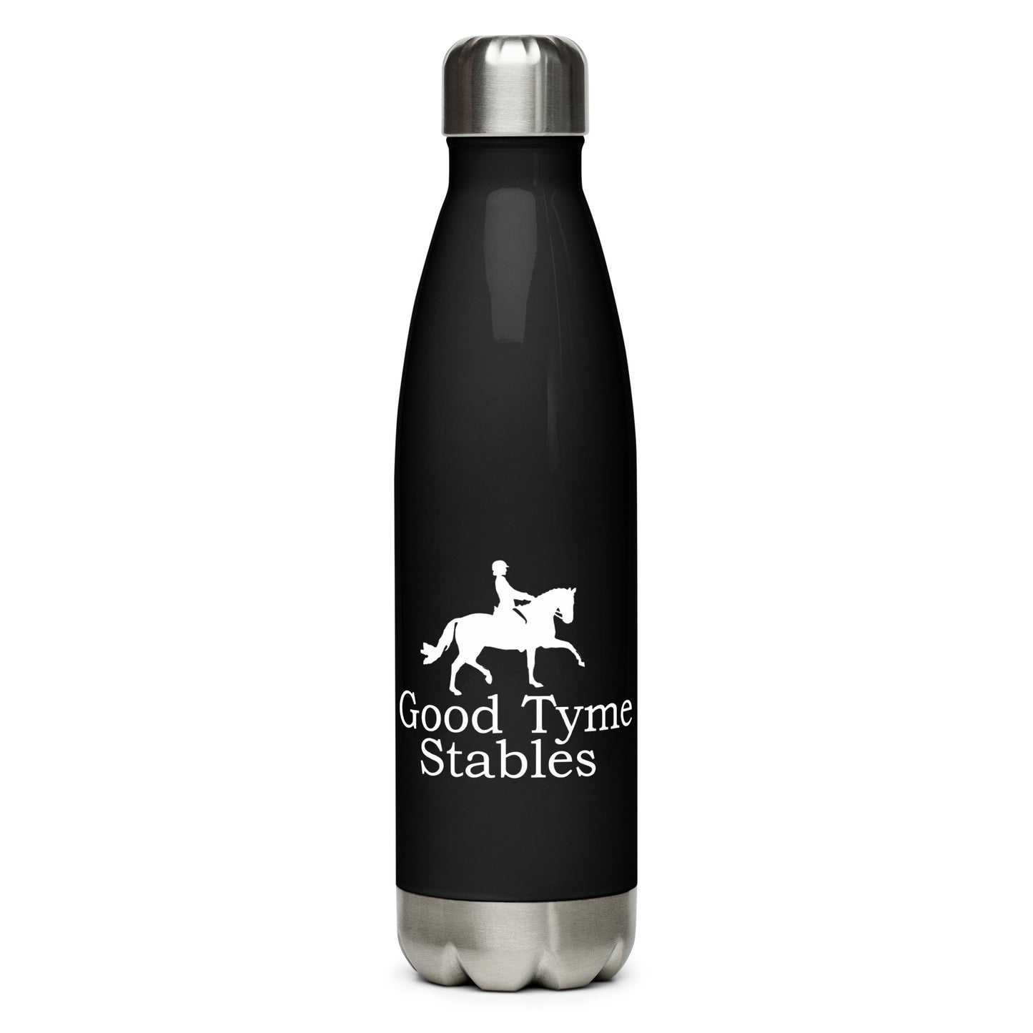 Water Bottle "GOOD TYME STABLES" in Classic White on Basic Black