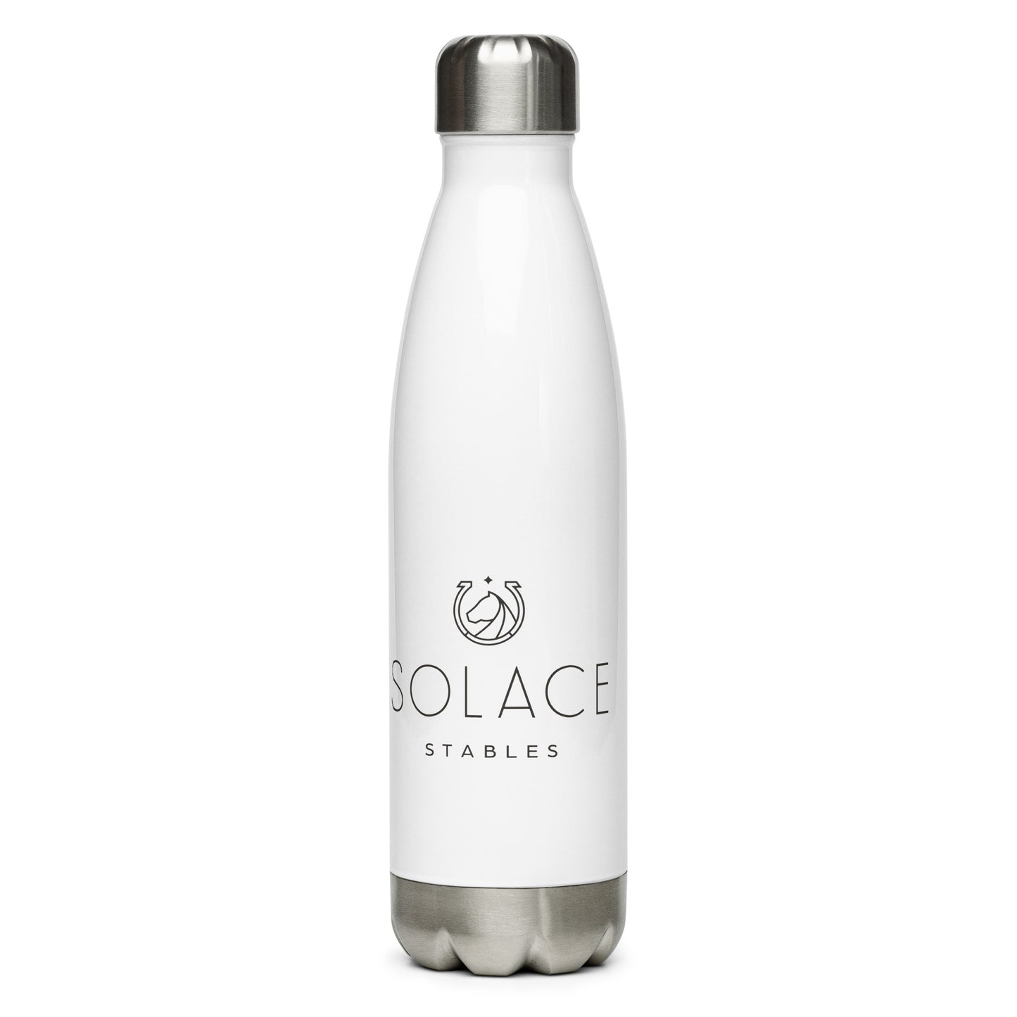 Water Bottle "SOLACE STABLES" in Basic Black on Classic White