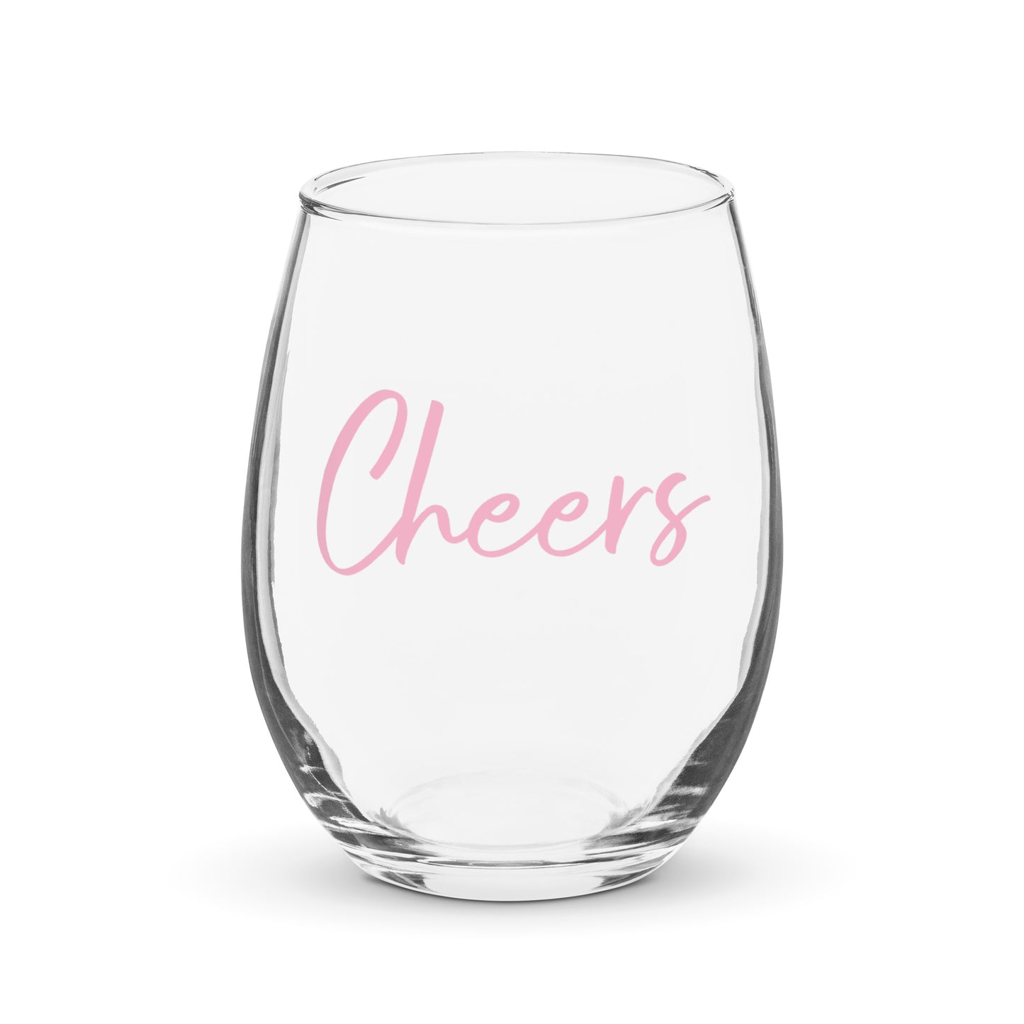 Stemless Wine Glass "CHEERS" Printed in Cotton Candy