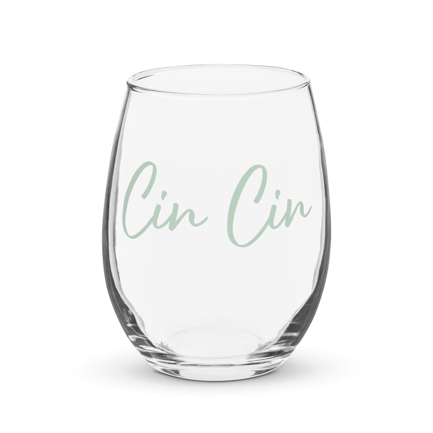 Stemless Wine Glass "CIN CIN" Printed in Sour Apple