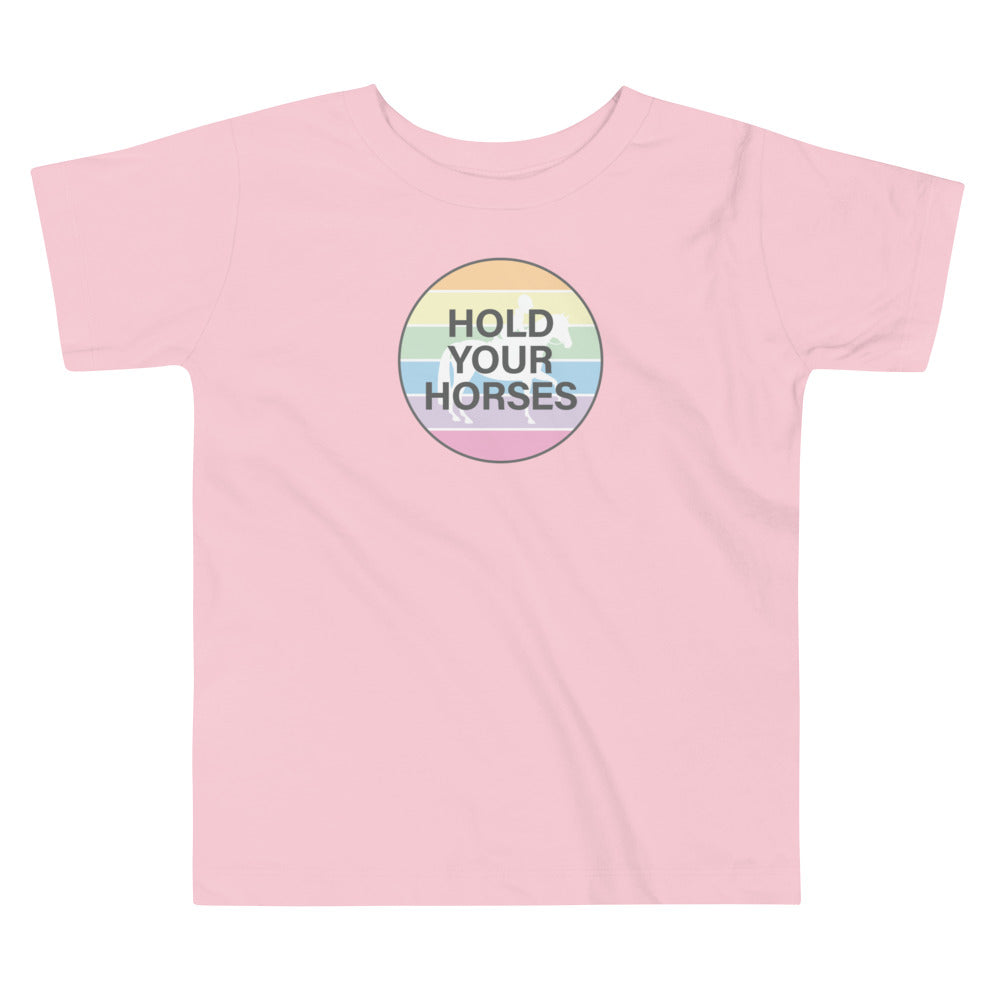 Children's T-Shirt "HOLD YOUR HORSES" in Classic White or Light Pink