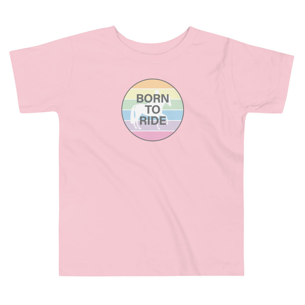 Children's T-Shirt "BORN TO RIDE" in Classic White or Light Pink