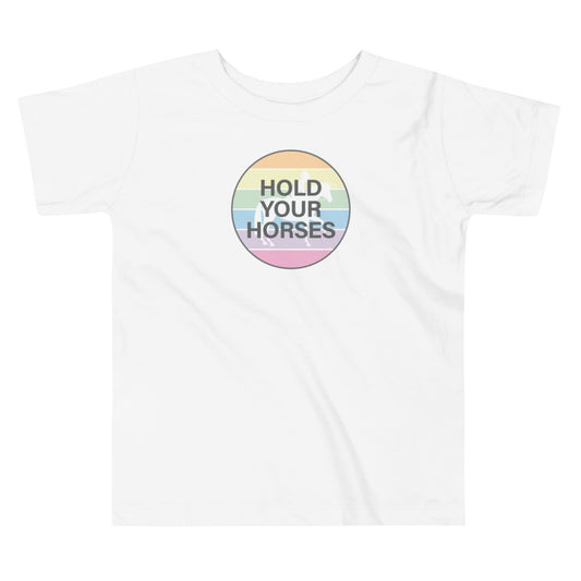 Children's T-Shirt "HOLD YOUR HORSES" in Classic White or Light Pink