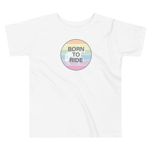 Children's T-Shirt "BORN TO RIDE" in Classic White or Light Pink