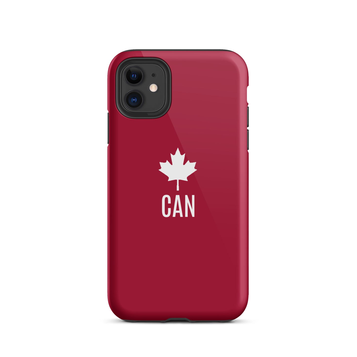 Tough Case for iPhone® "CAN" Maple Leaf in Classic White on Barn Red