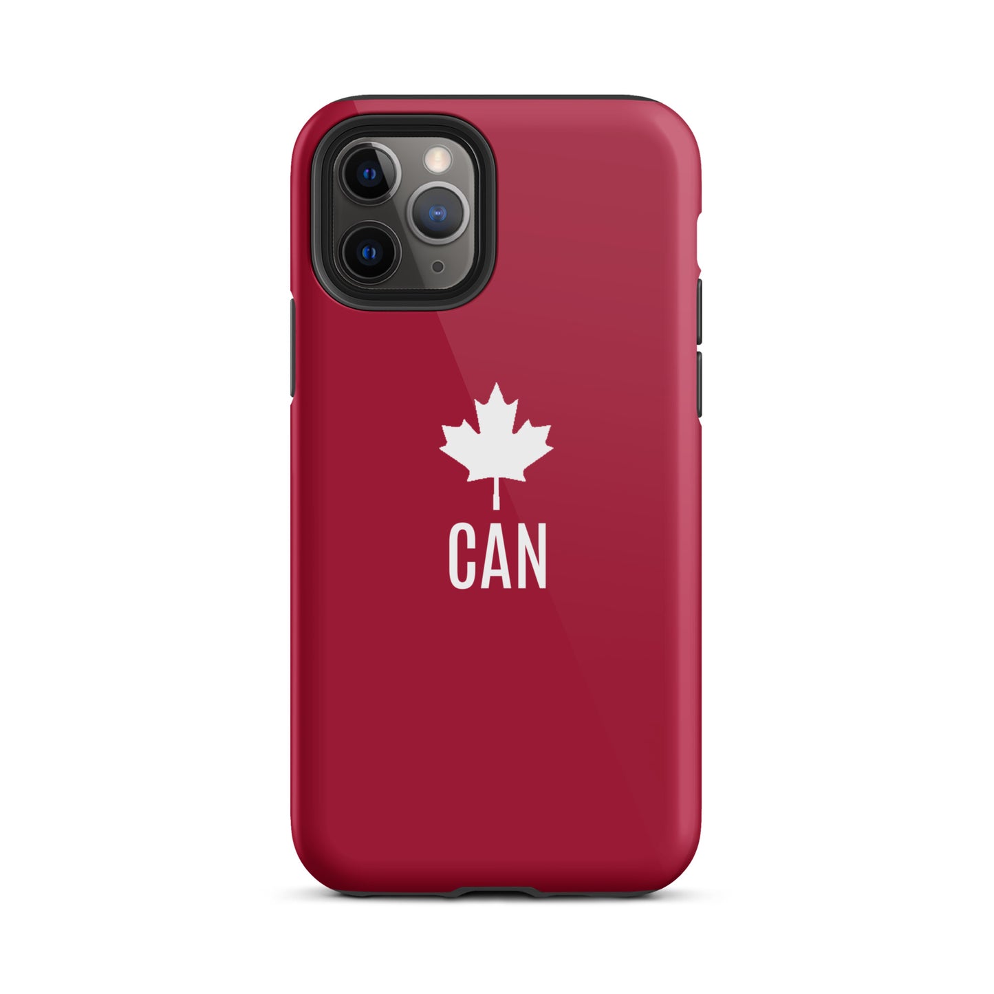 Tough Case for iPhone® "CAN" Maple Leaf in Classic White on Barn Red