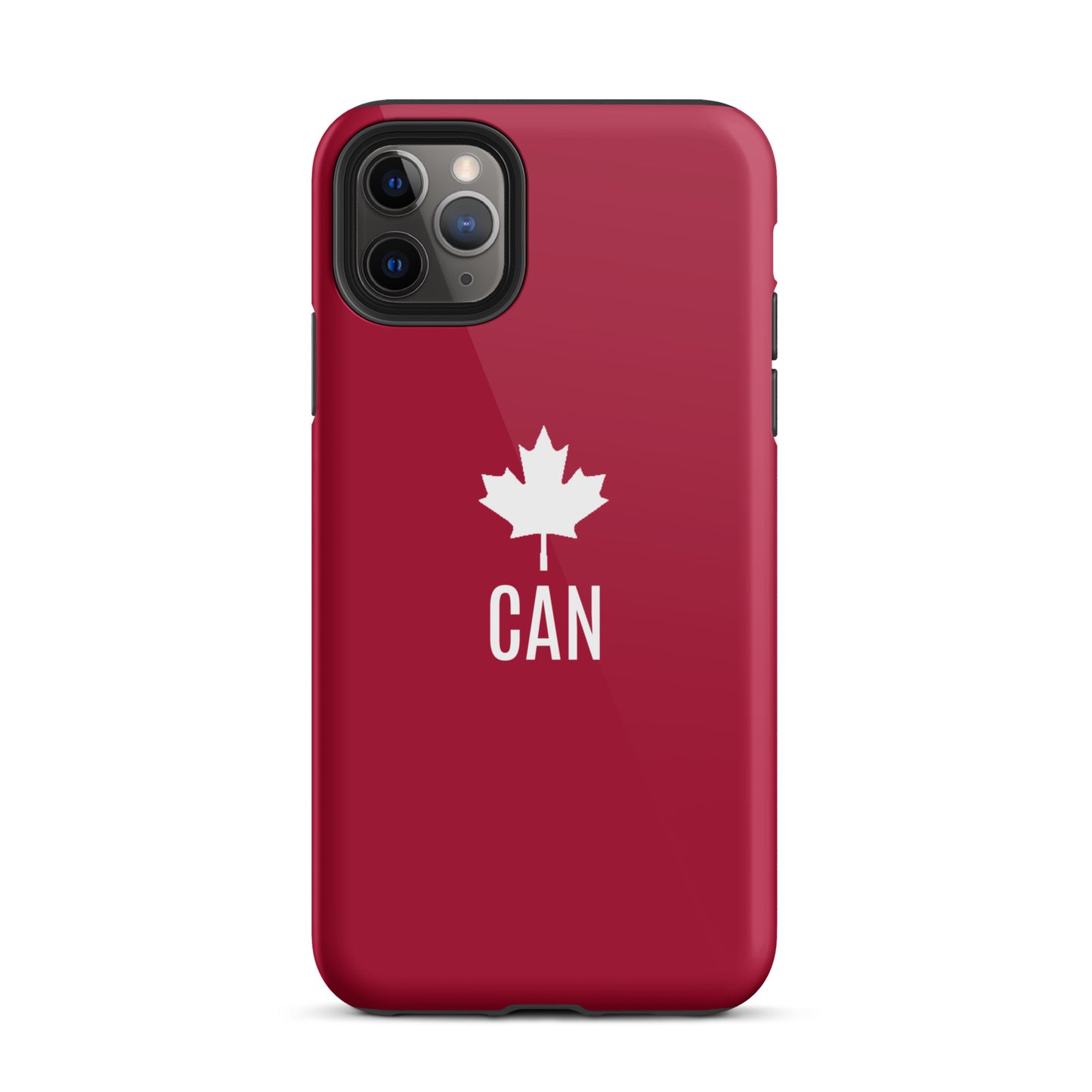 Tough Case for iPhone® "CAN" Maple Leaf in Classic White on Barn Red