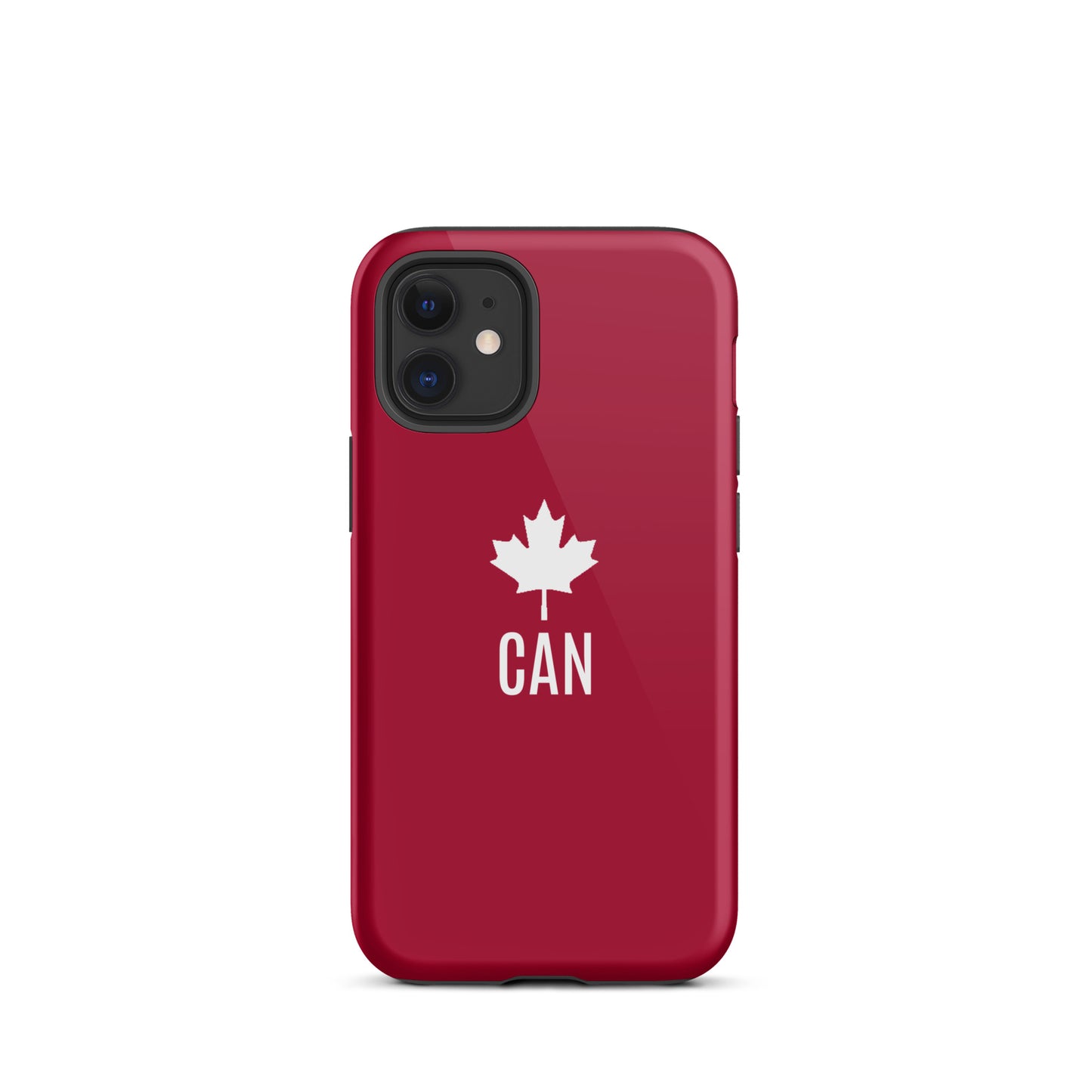 Tough Case for iPhone® "CAN" Maple Leaf in Classic White on Barn Red