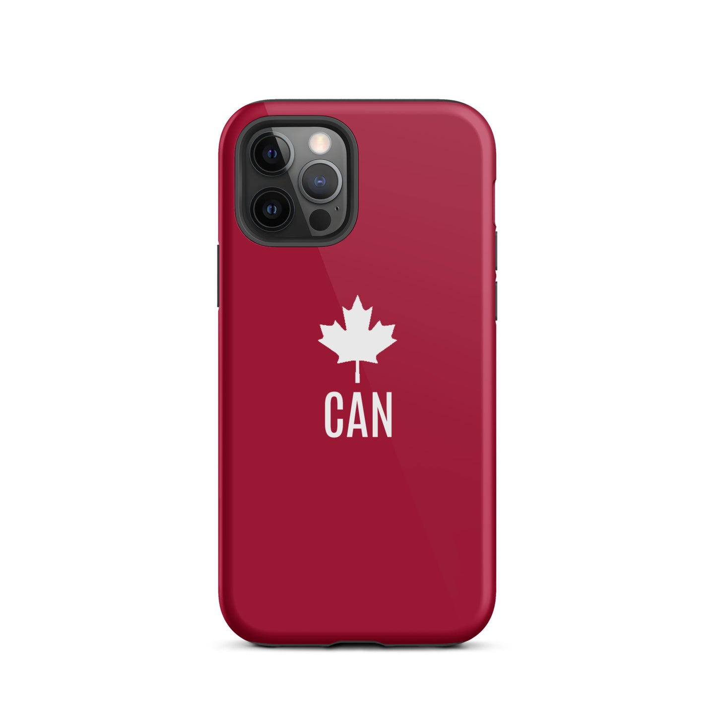 Tough Case for iPhone® "CAN" Maple Leaf in Classic White on Barn Red