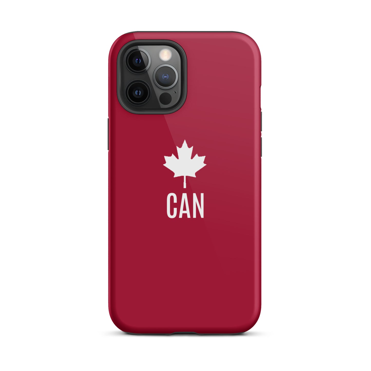 Tough Case for iPhone® "CAN" Maple Leaf in Classic White on Barn Red