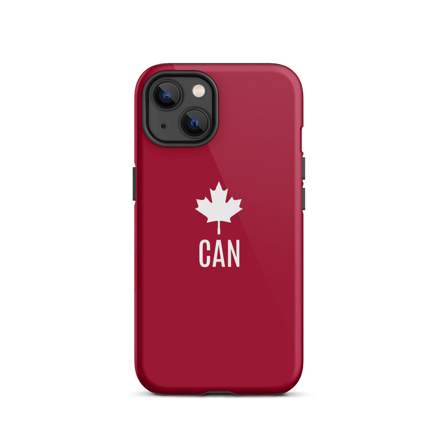 Tough Case for iPhone® "CAN" Maple Leaf in Classic White on Barn Red