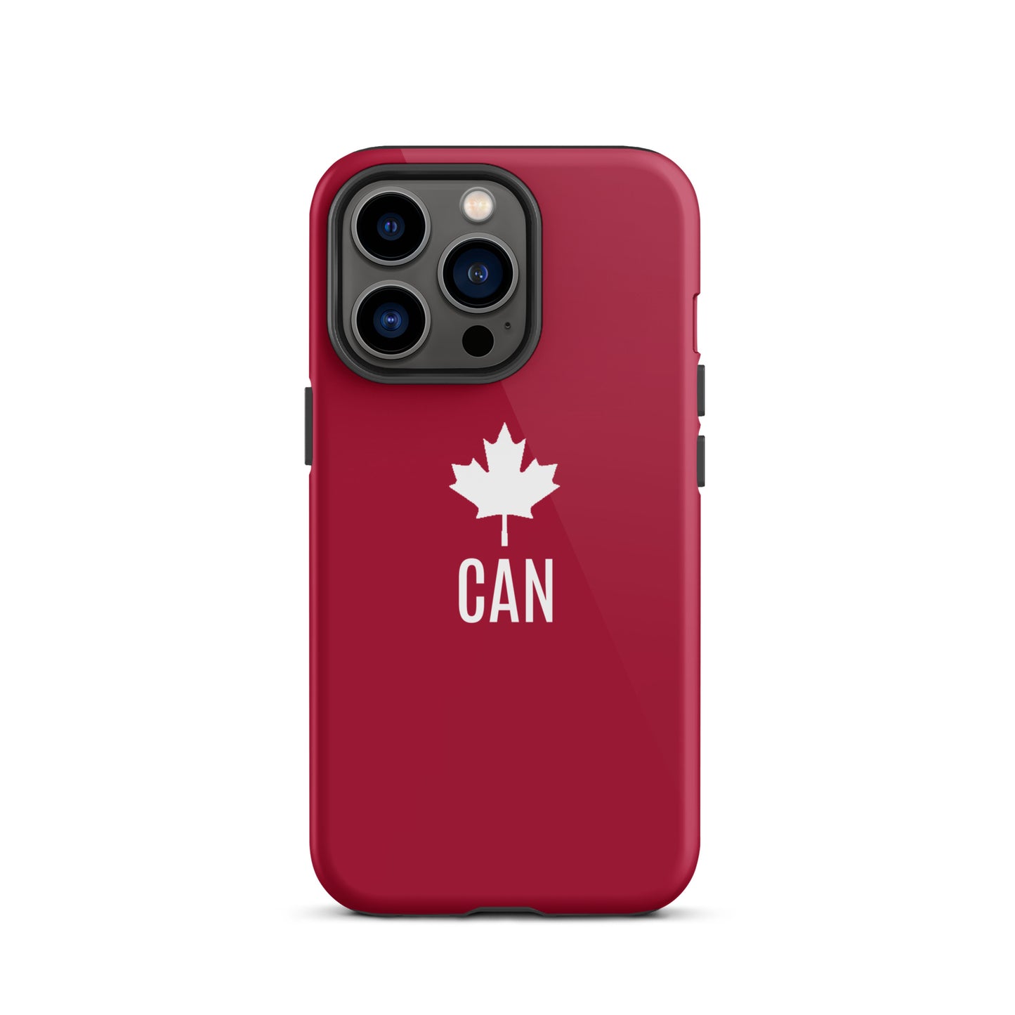 Tough Case for iPhone® "CAN" Maple Leaf in Classic White on Barn Red