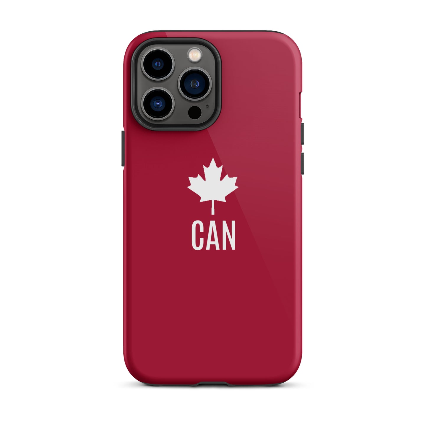 Tough Case for iPhone® "CAN" Maple Leaf in Classic White on Barn Red
