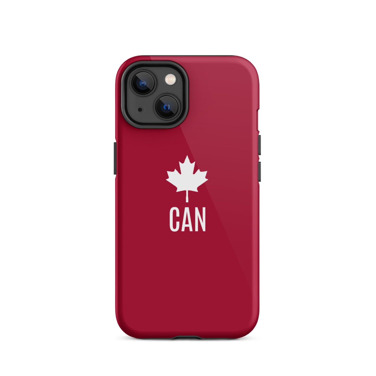 Tough Case for iPhone® "CAN" Maple Leaf in Classic White on Barn Red