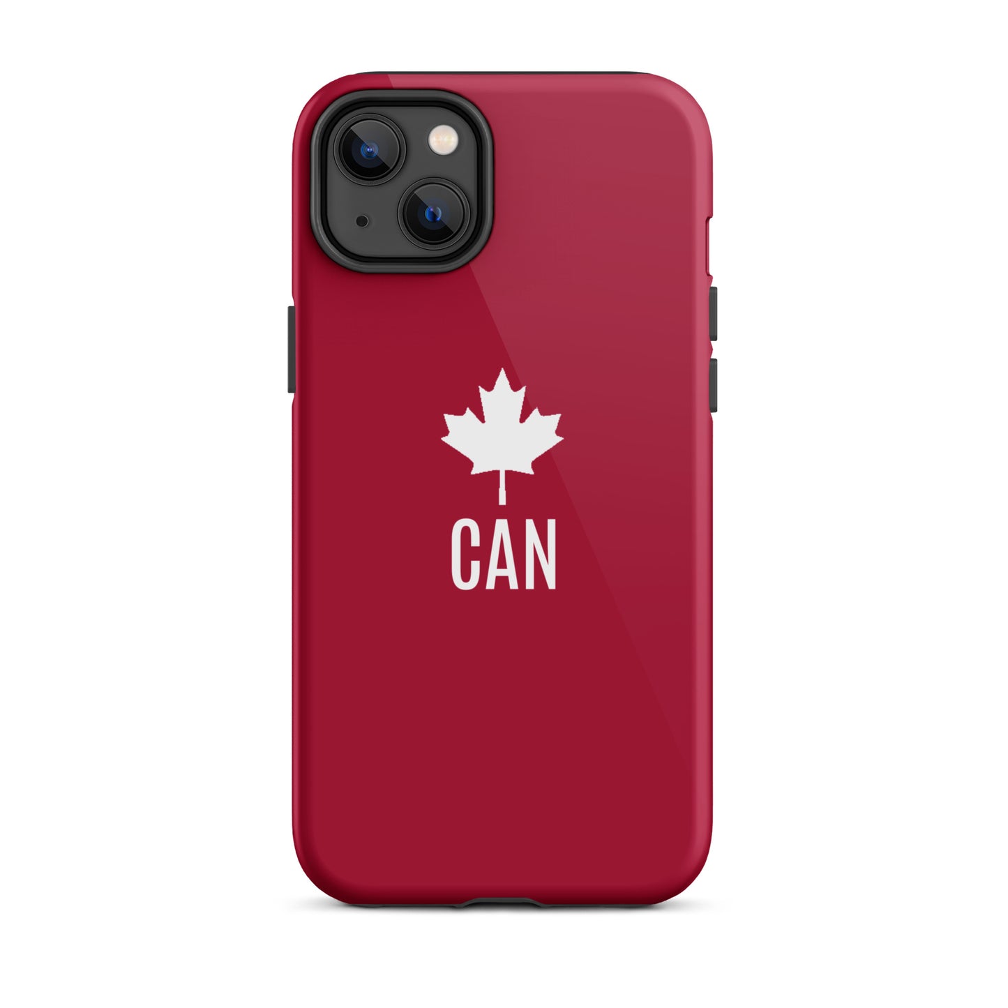 Tough Case for iPhone® "CAN" Maple Leaf in Classic White on Barn Red