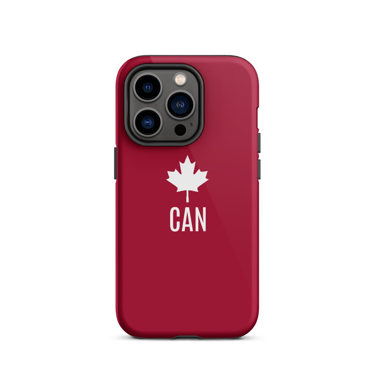 Tough Case for iPhone® "CAN" Maple Leaf in Classic White on Barn Red