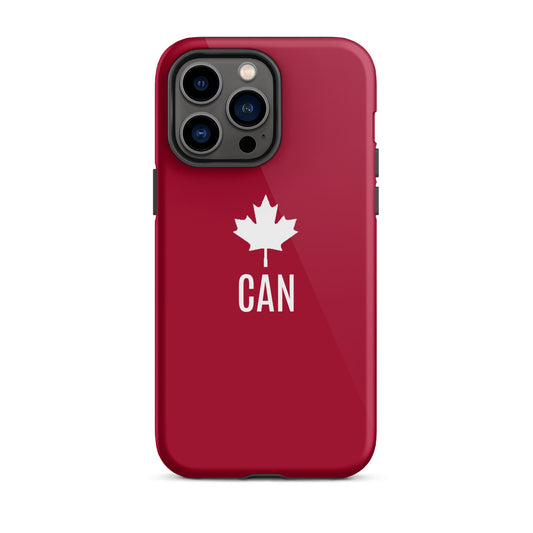 Tough Case for iPhone® "CAN" Maple Leaf in Classic White on Barn Red