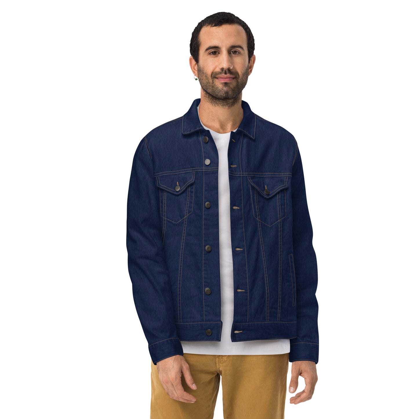 Adult Jacket "GOOD TYME STABLES" Embroidered in Old Gold on Blue Denim