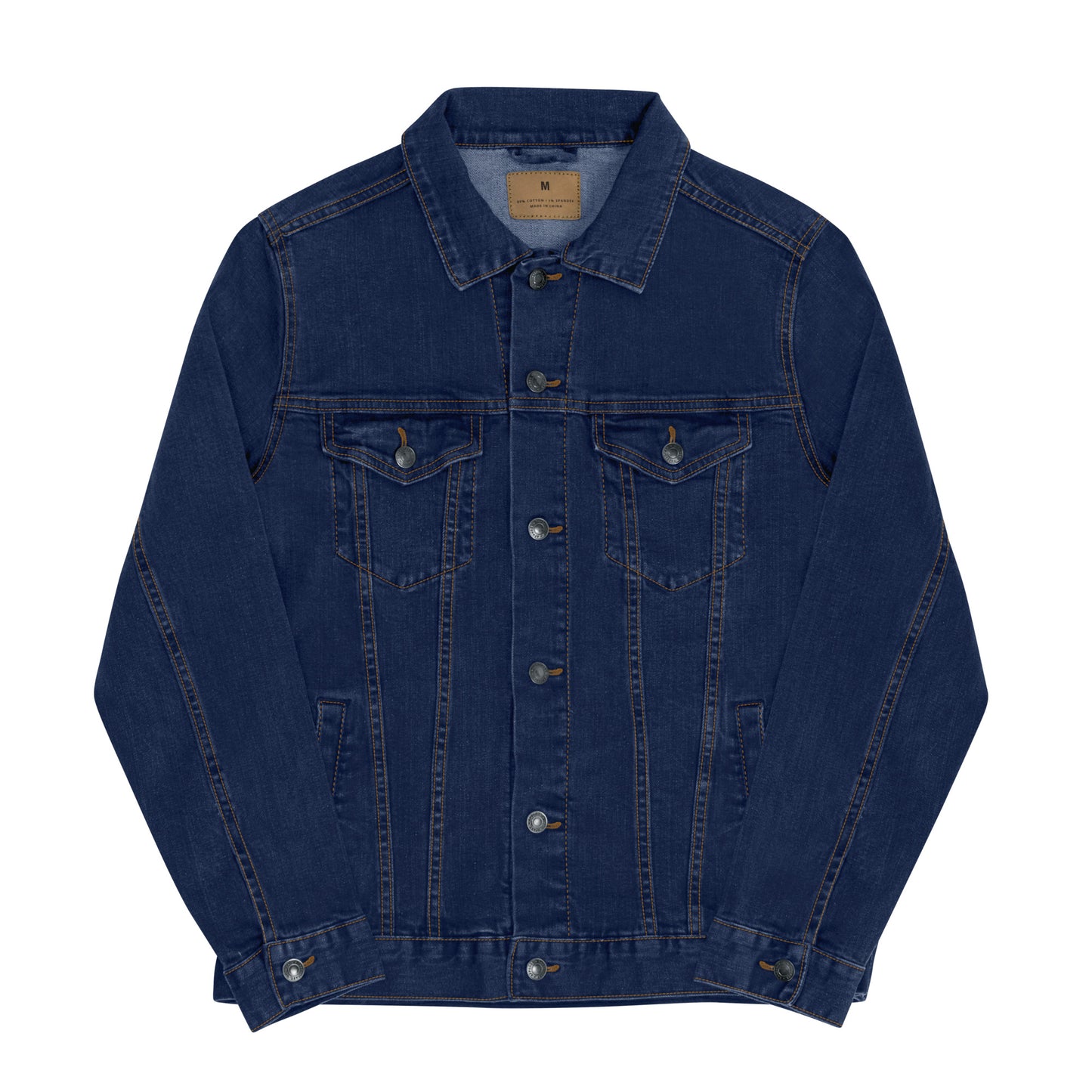 Adult Jacket "GOOD TYME STABLES" Embroidered in Old Gold on Blue Denim