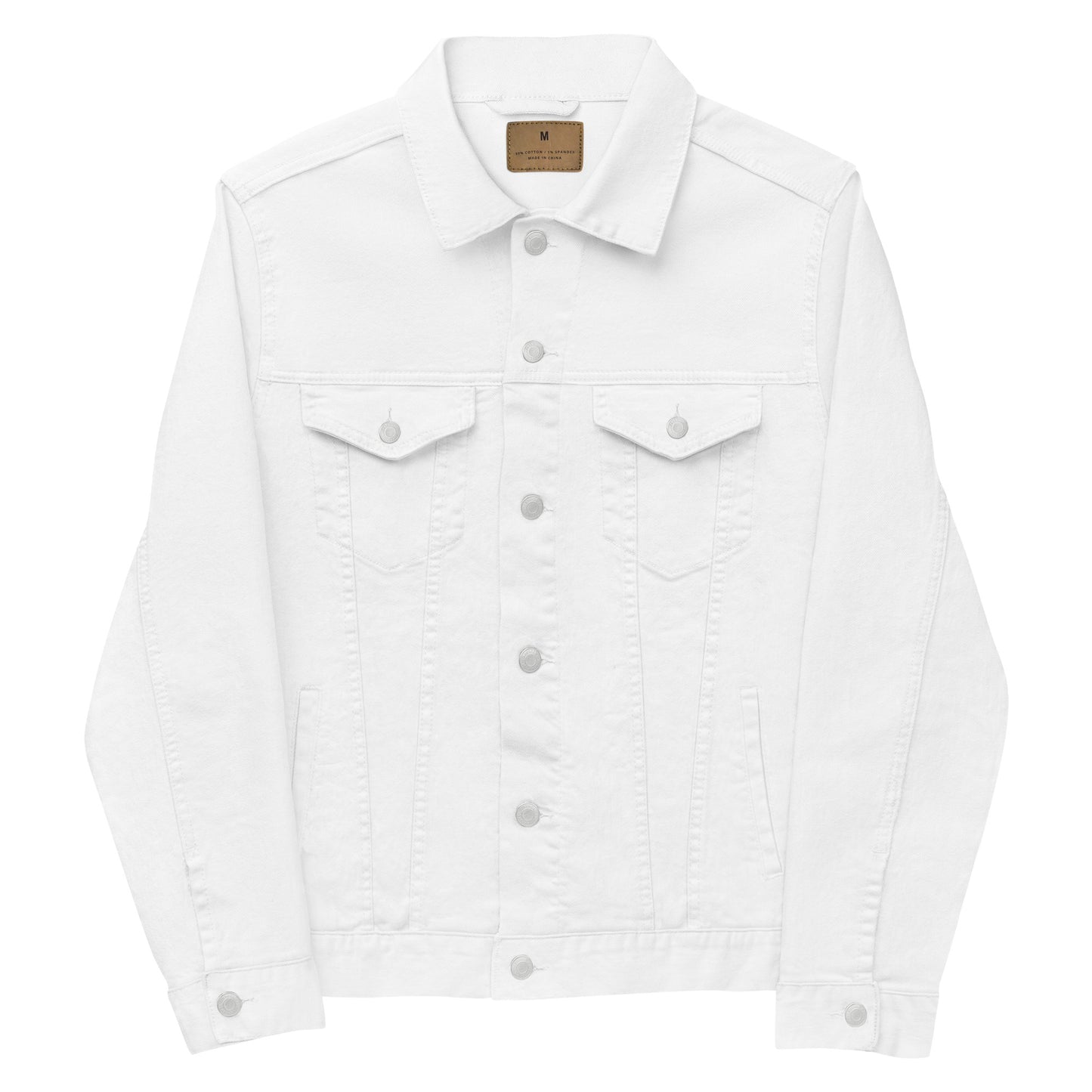 Adult Jacket "GOOD TYME STABLES" Embroidered in Light Grey on White Denim