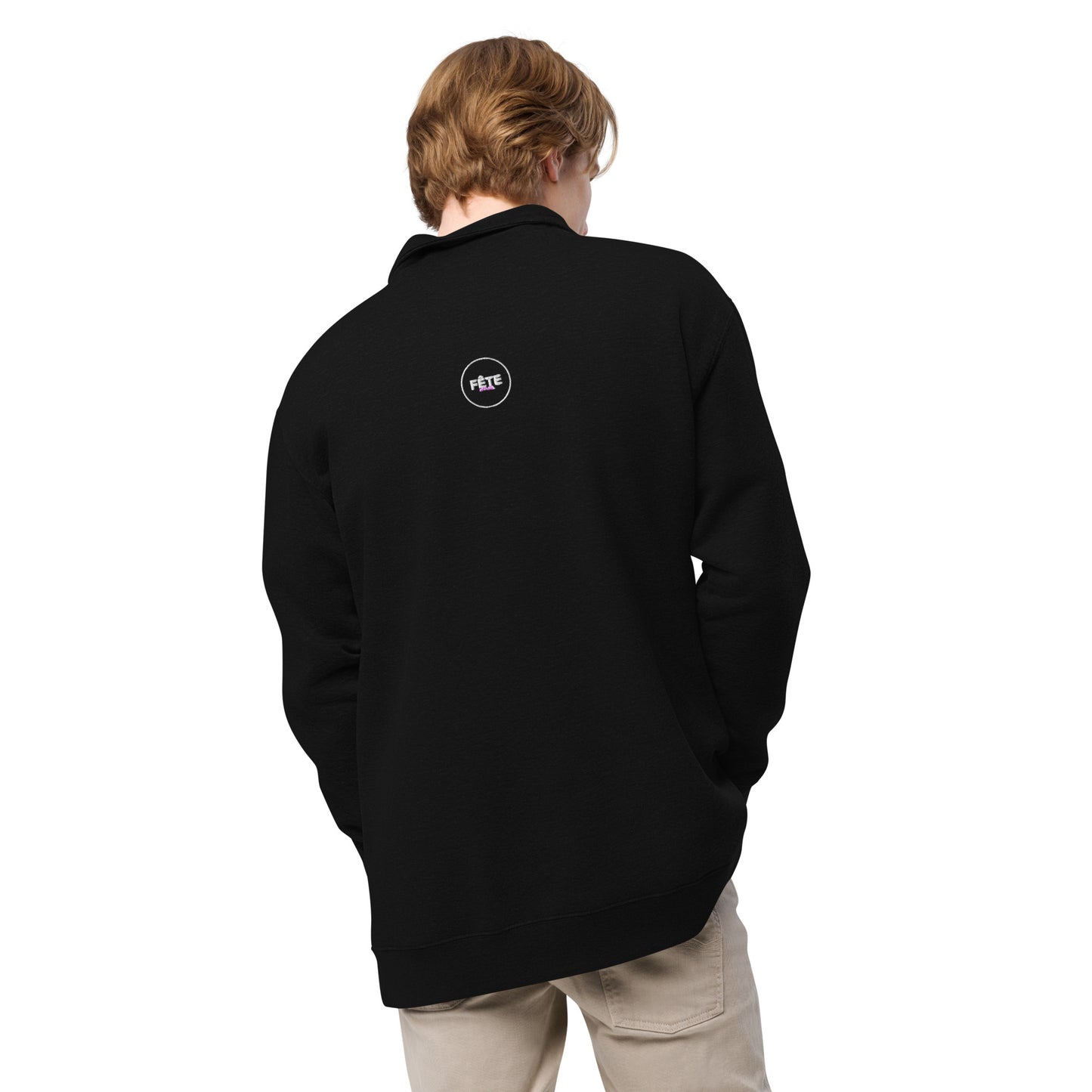 Adult Fleece Pullover "SOLACE STABLES" Embroidered Front in Classic White on Basic Black