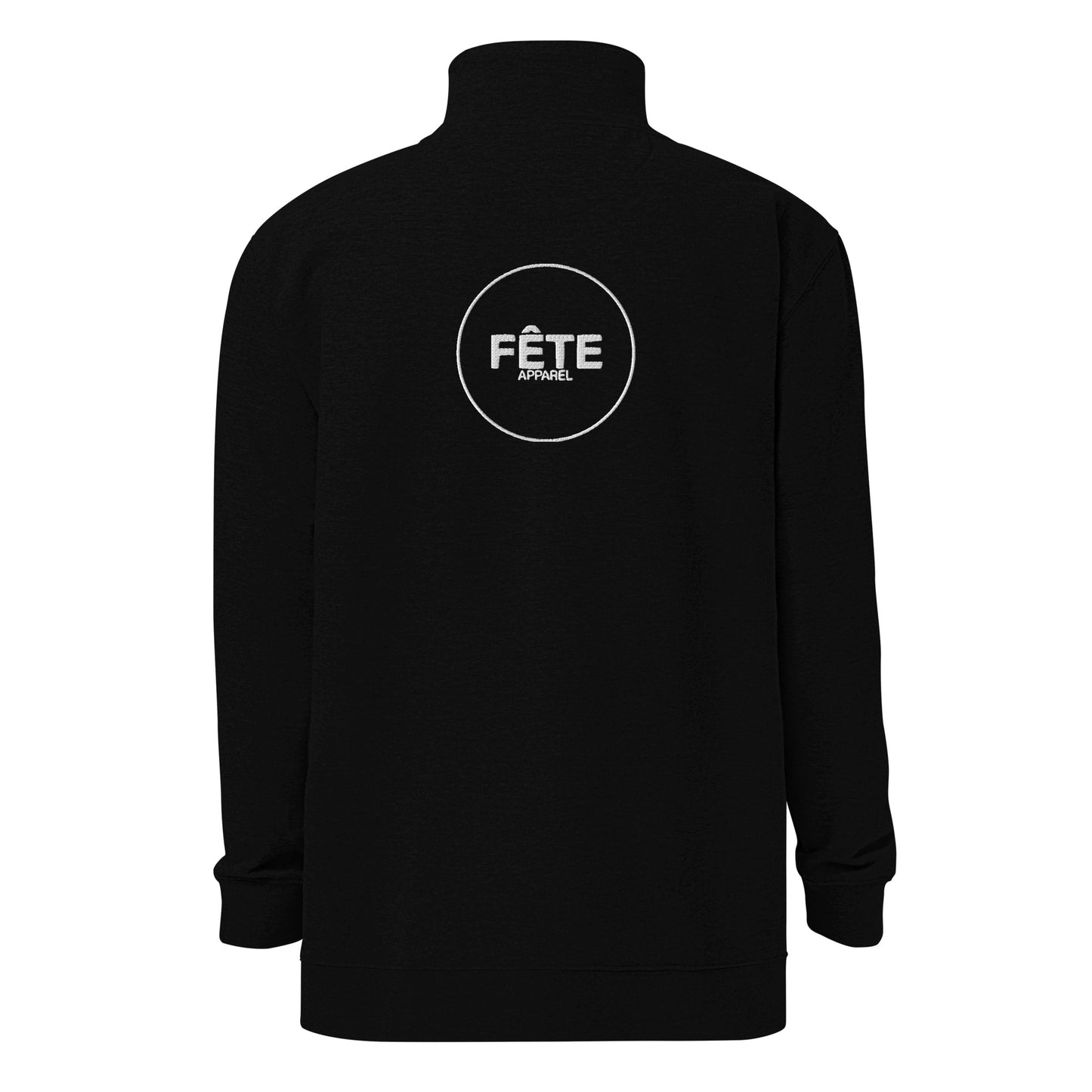 Adult Fleece Pullover "FÊTE" Logo Embroidered Back in Classic White on Basic Black