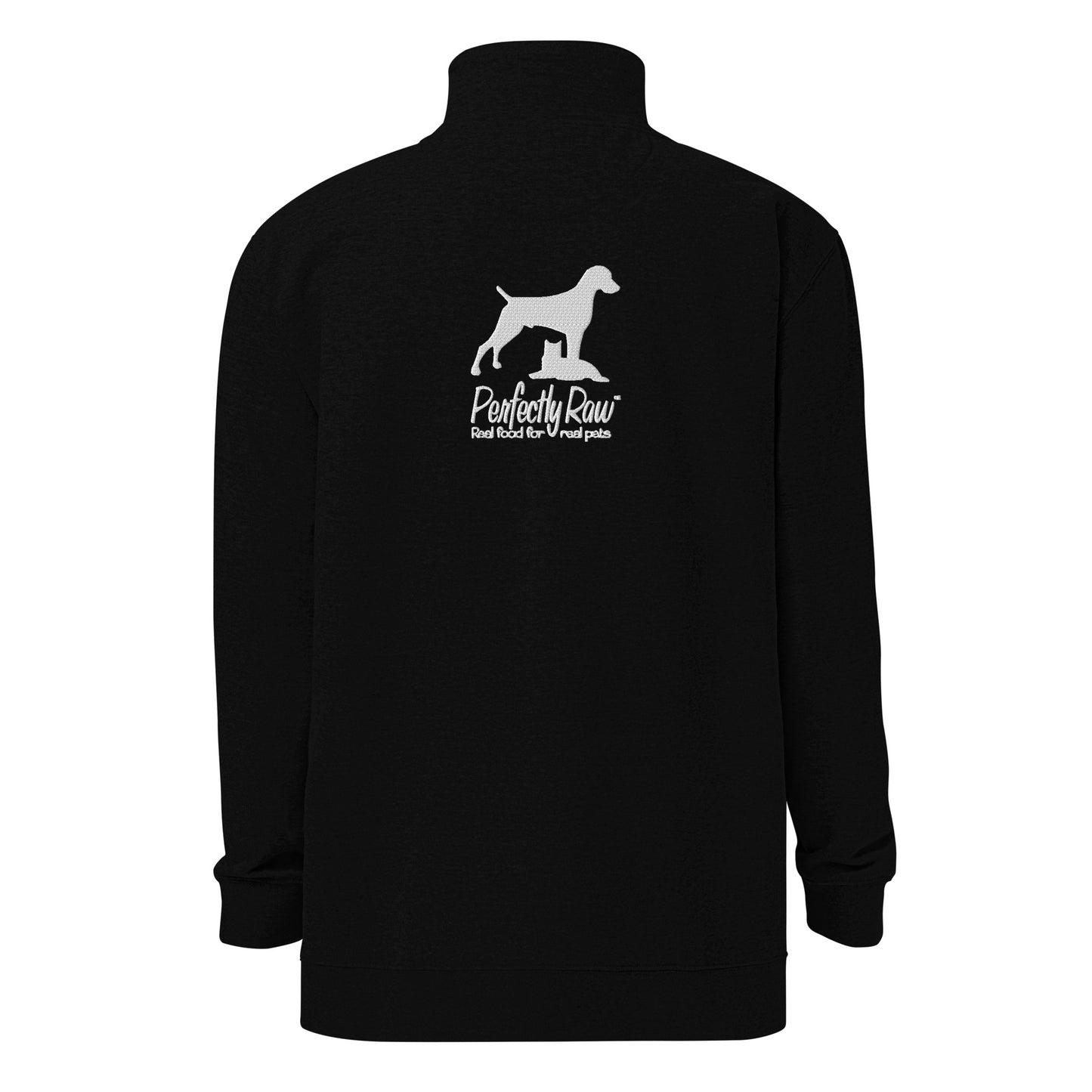 Adult Fleece Pullover "PERFECTLY RAW" Embroidered Back in Classic White on Basic Black
