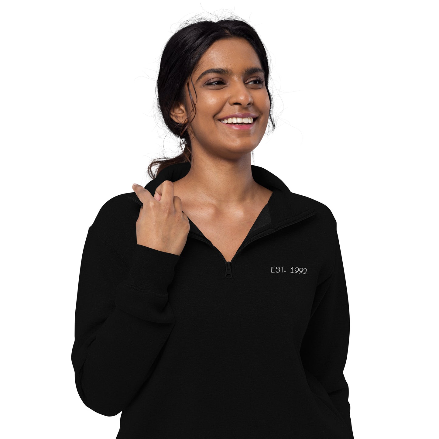 Adult Fleece Pullover "HEADINGLEY, MB" Embroidered Back in Classic White on Basic Black