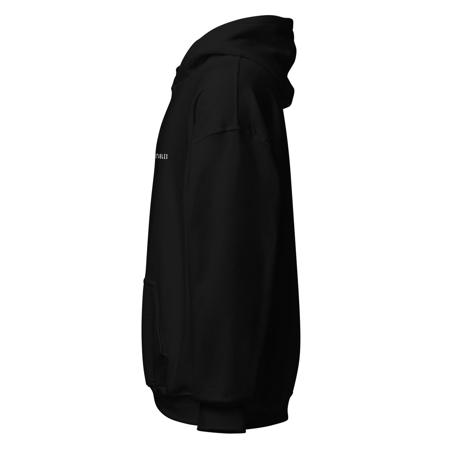 Adult Traditional Hoodie "SOLACE STABLES" Embroidered in Classic White on Basic Black or French Navy
