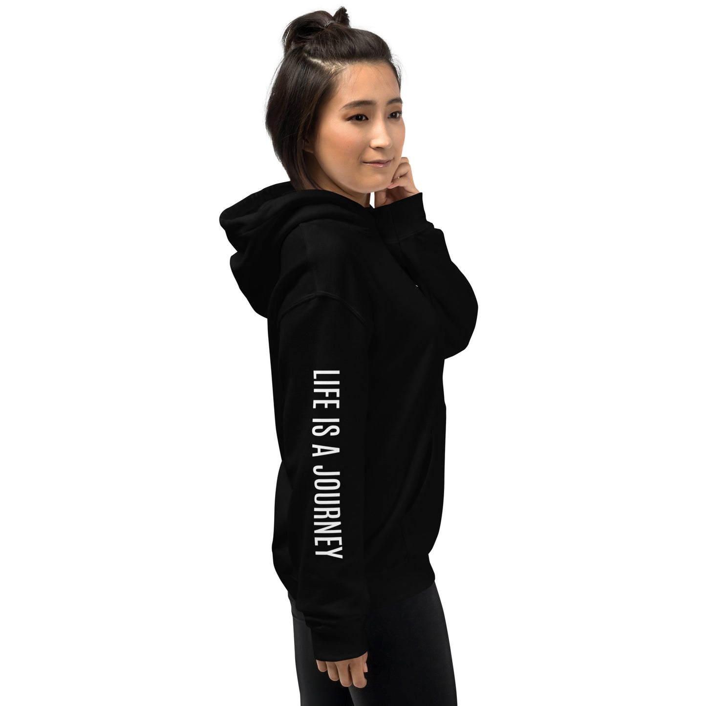 Adult Traditional Hoodie "LIFE IS A JOURNEY" Equestrian in Classic White on Basic Black, French Navy or Storm Grey
