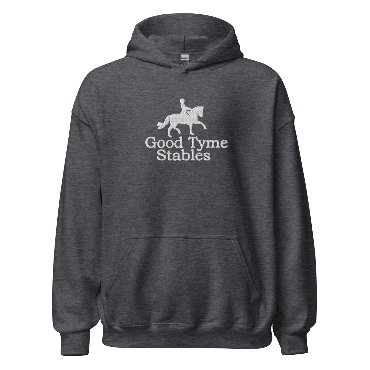 Adult Traditional Hoodie "GOOD TYME STABLES" Embroidered in Classic White