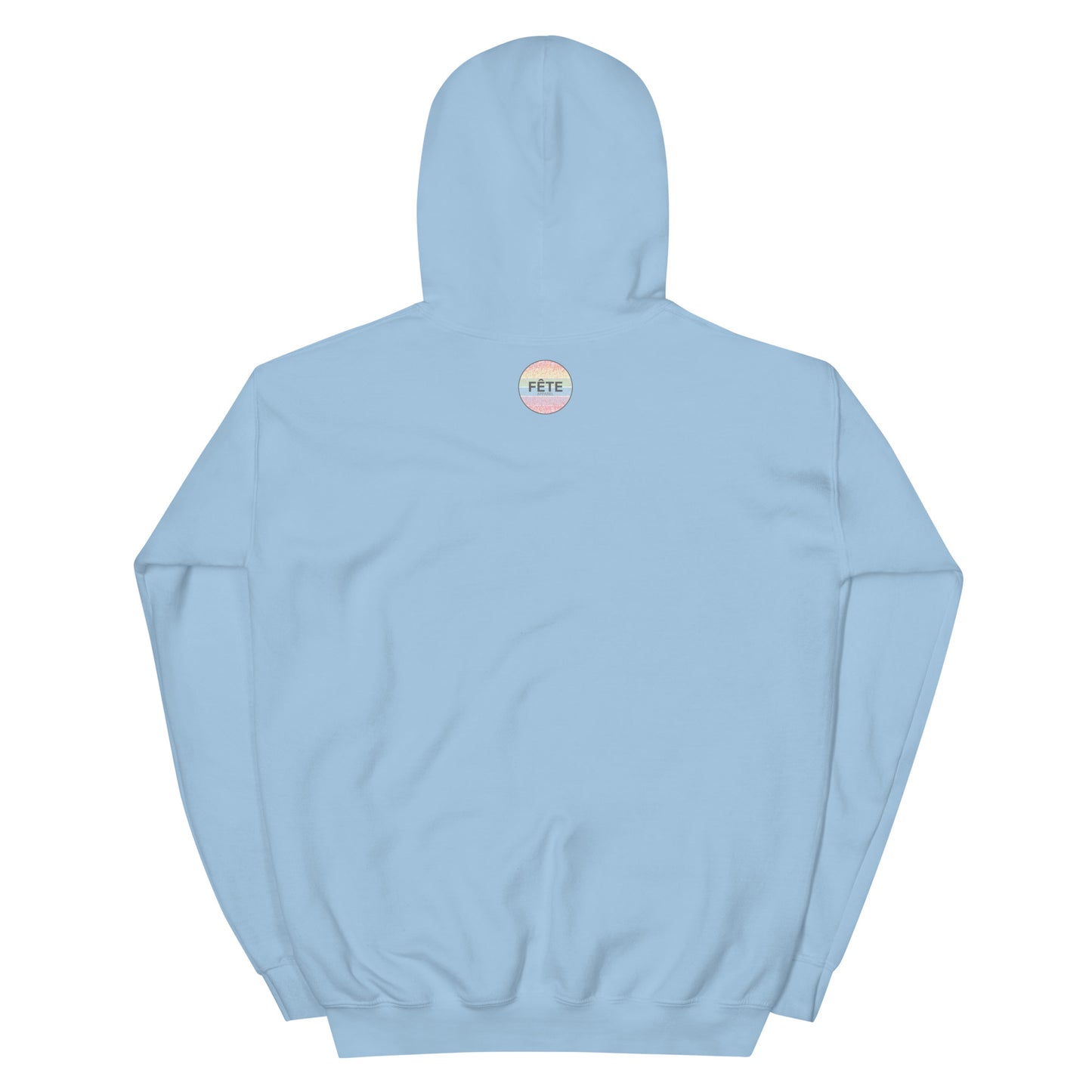 Adult Traditional Hoodie "I WEAR MY HEART ON MY SLEEVE" Dog in Storm Grey on Classic White, Light Blue or Light Pink