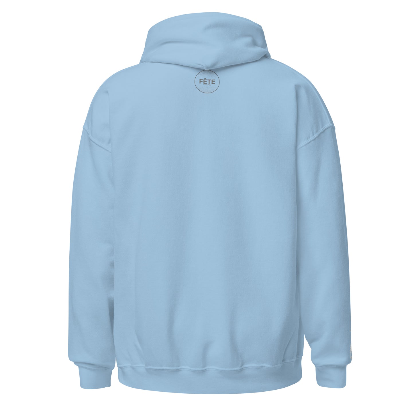 Adult Traditional Hoodie "NO 'PAGNE NO GAIN" Embroidered in Storm Grey & Classic White on Light Blue or Light Pink
