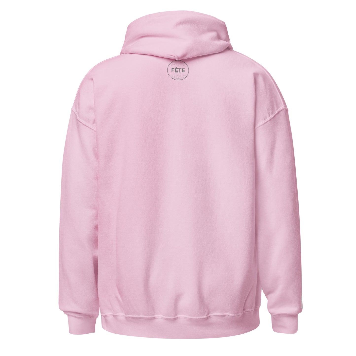 Adult Traditional Hoodie "NO 'PAGNE NO GAIN" Embroidered in Storm Grey & Classic White on Light Blue or Light Pink