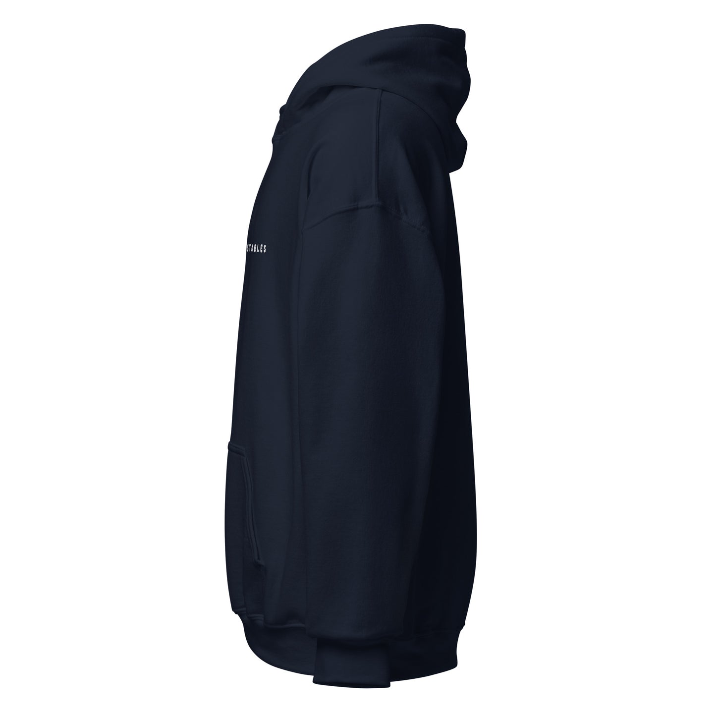 Adult Traditional Hoodie "SOLACE STABLES" Embroidered in Classic White on Basic Black or French Navy