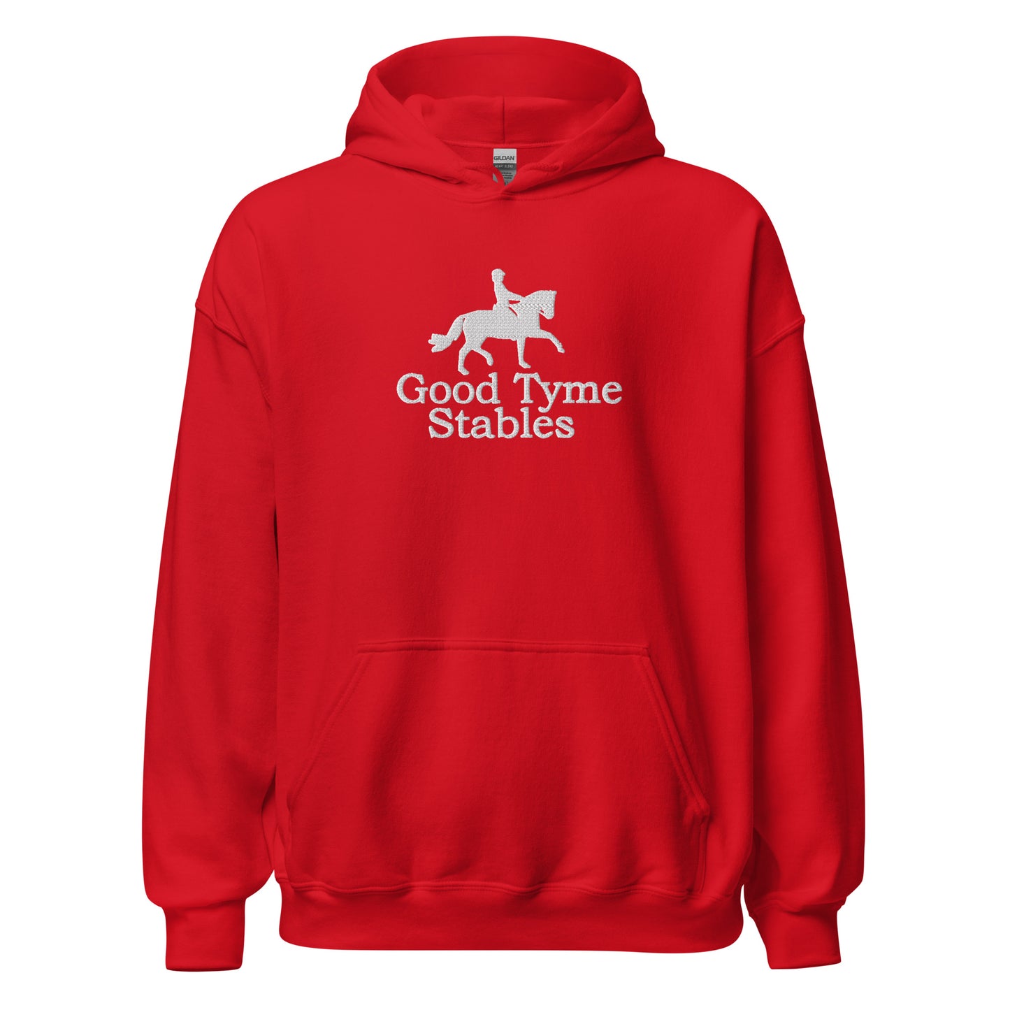 Adult Traditional Hoodie "GOOD TYME STABLES" Embroidered in Classic White