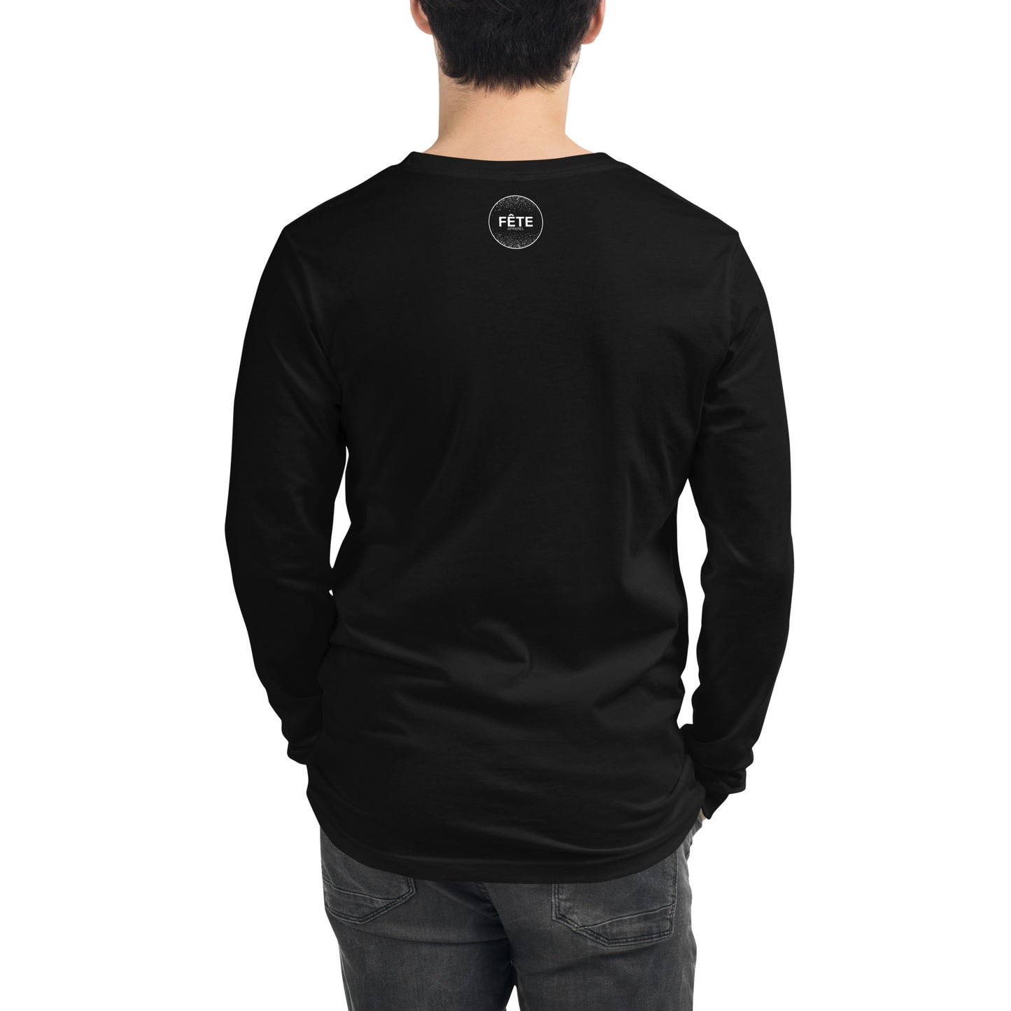 Adult Long-Sleeved Shirt "DEER POINTE PARK" Embroidered in Classic White & Old Gold on Basic Black