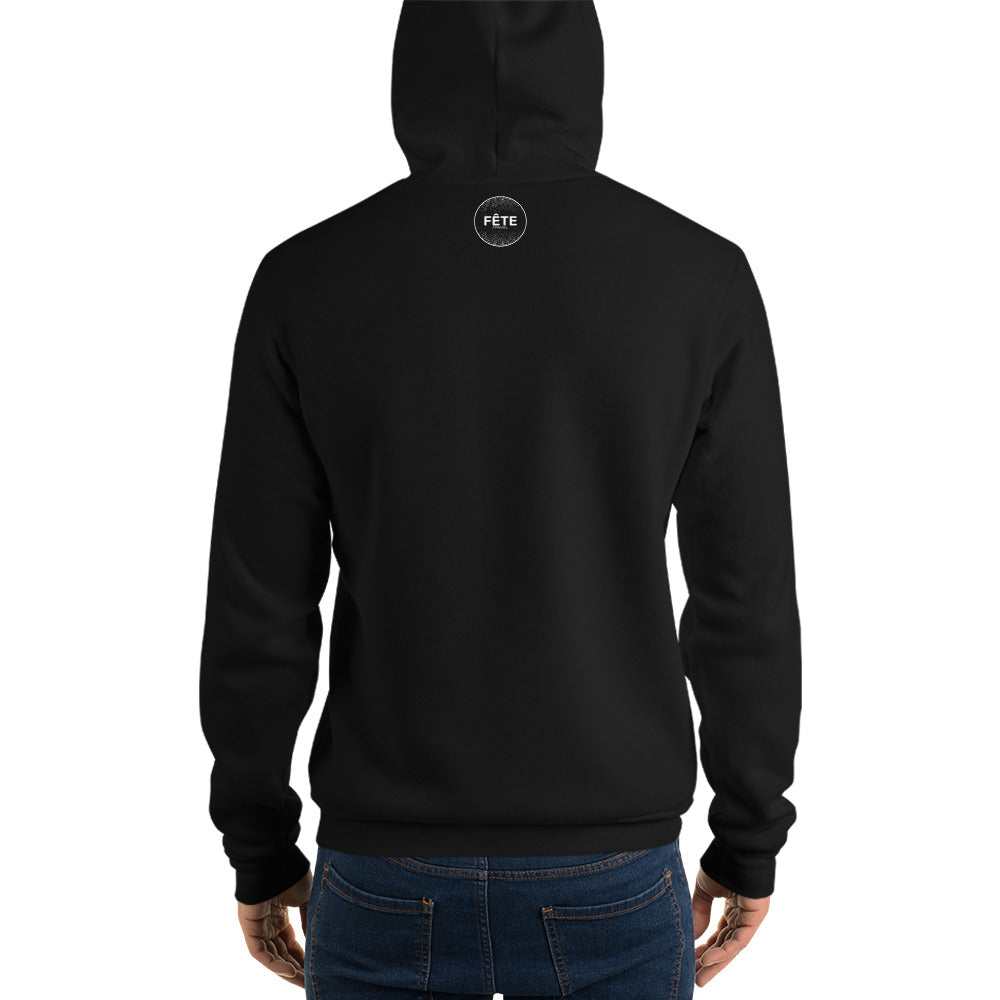 Adult Hoodie "SOLACE STABLES" Embroidered in Classic White on Basic Black