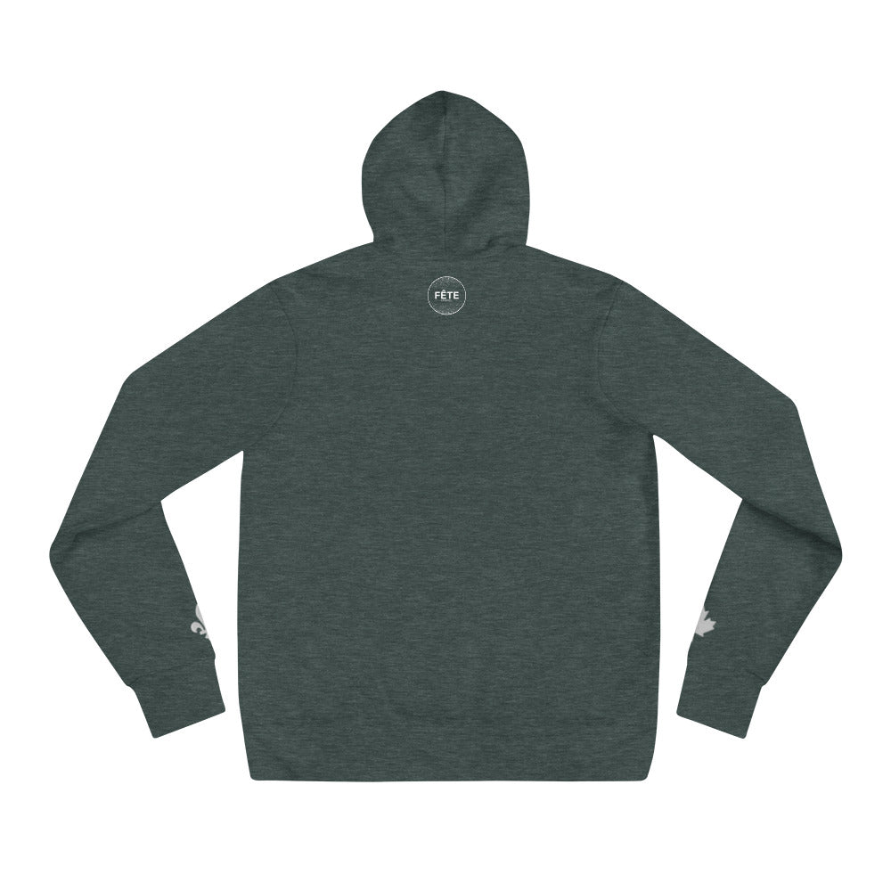 Adult Hoodie "GOOD TYME STABLES" Embroidered in Classic White on Basic Black, Navy Heather or Spruce Heather with Custom Wrist Accents
