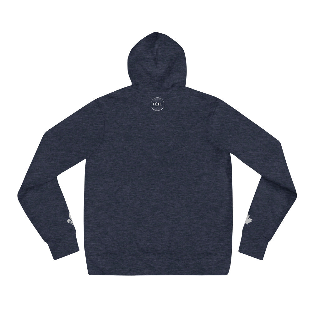 Adult Hoodie "GOOD TYME STABLES" Embroidered in Classic White on Basic Black, Navy Heather or Spruce Heather with Custom Wrist Accents