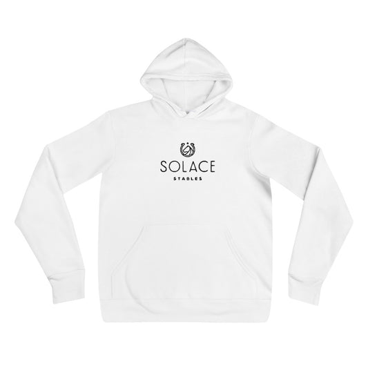 Adult Hoodie "SOLACE STABLES" Embroidered in Basic Black on Classic White