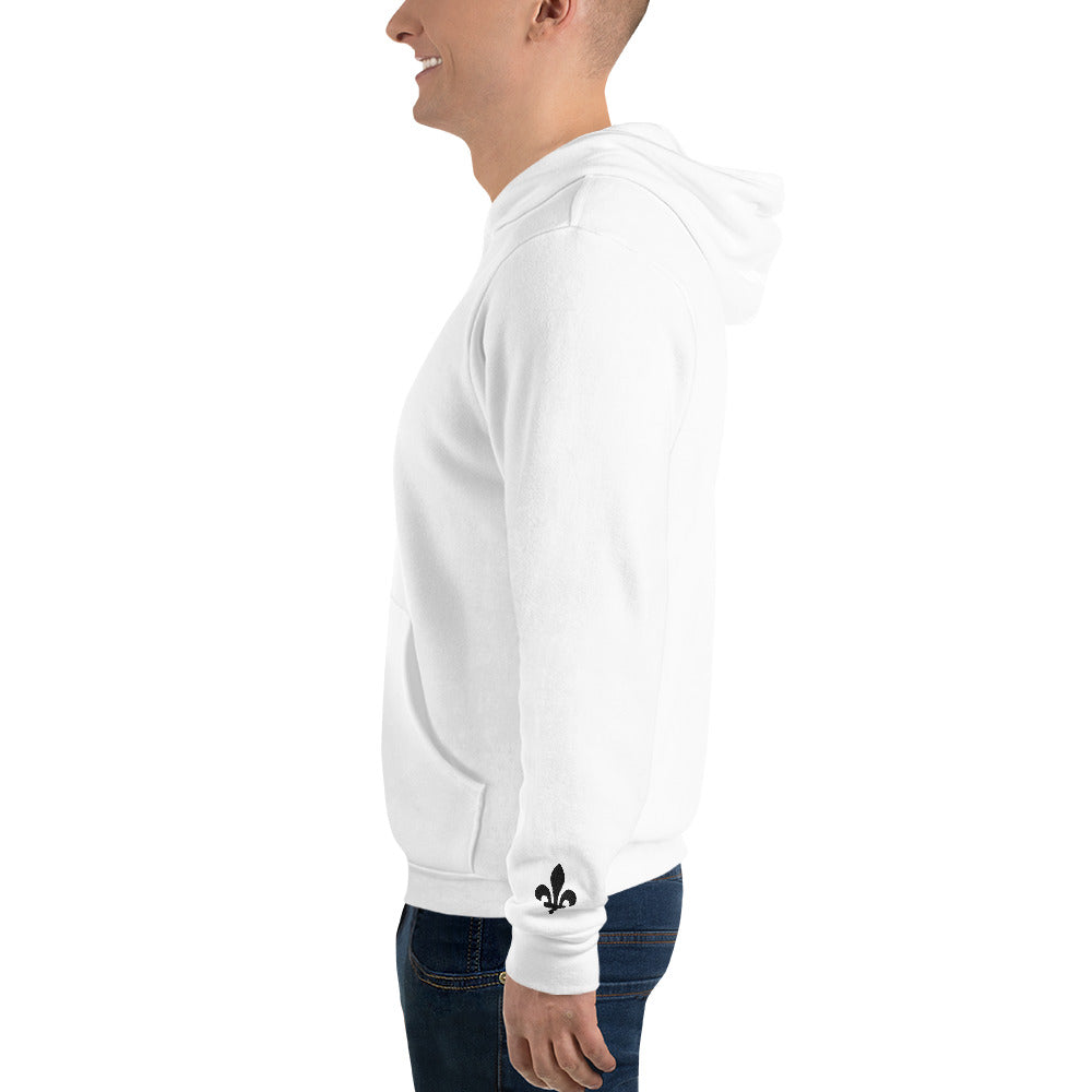Adult Hoodie "GOOD TYME STABLES" Embroidered in Basic Black on Classic White with Custom Wrist Accents