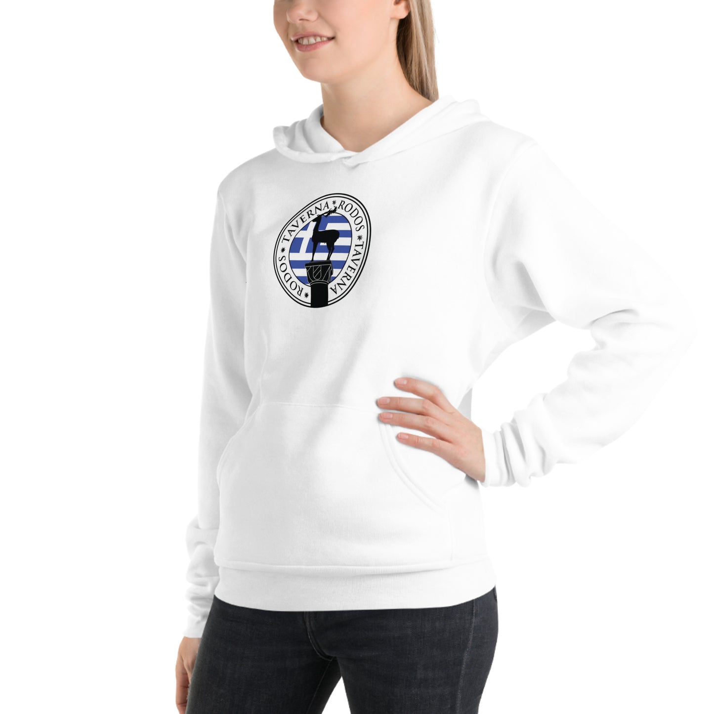 Adult Hoodie "TAVERNA RODOS" on Classic White