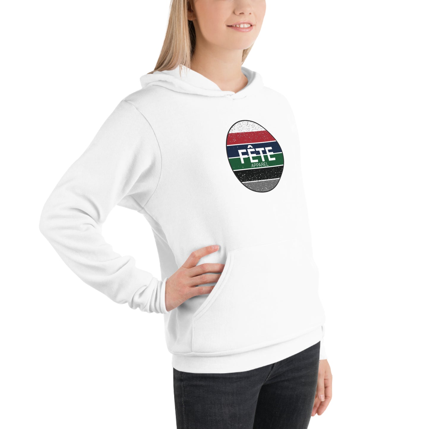 Adult Hoodie "FÊTE" Logo in Francis XI Colours on Classic White or Basic Black